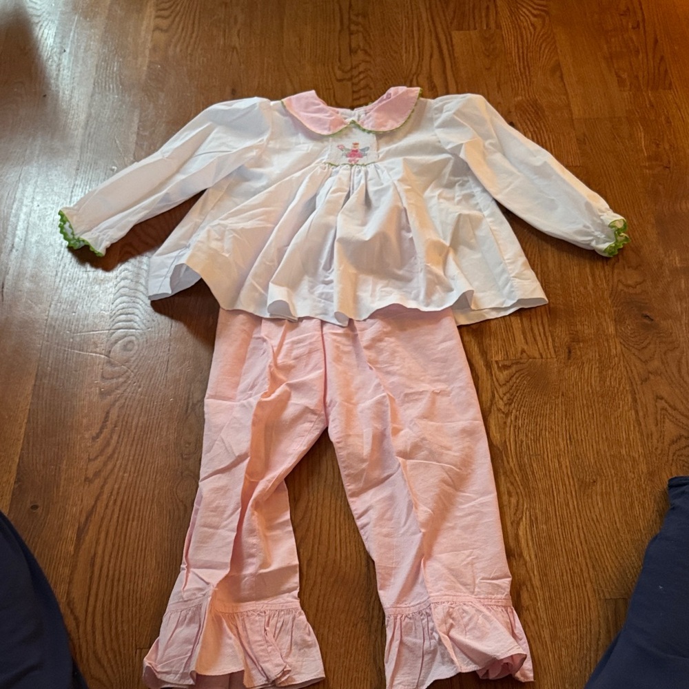 Pink and White Ruffle Pants Set